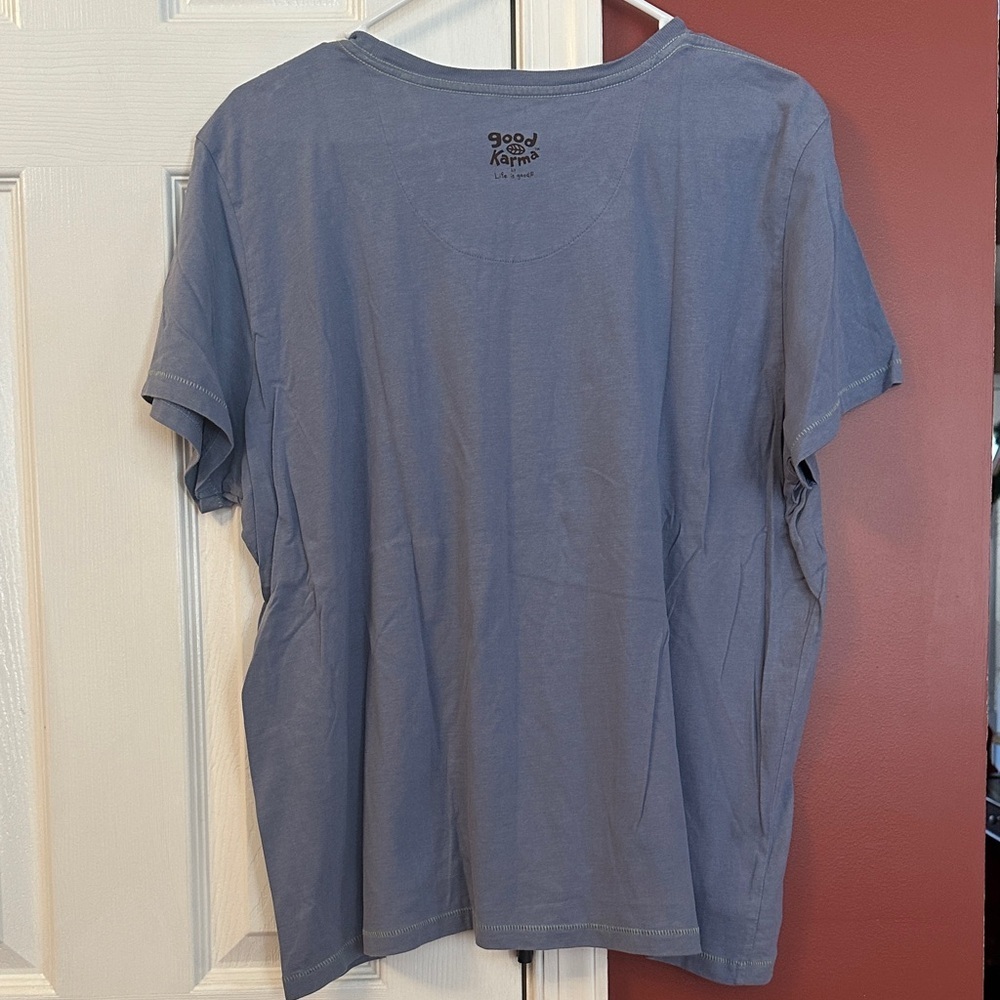 good karma Blue Tee with Tree and Guitar Art - Picture 3 of 4